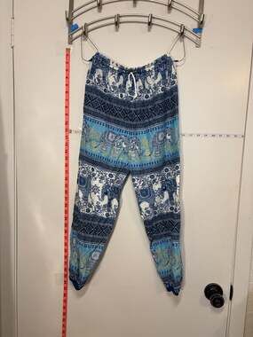 P1: 2 Thai Elephant Print Cotton Harem Jogger Pants Thailand XS